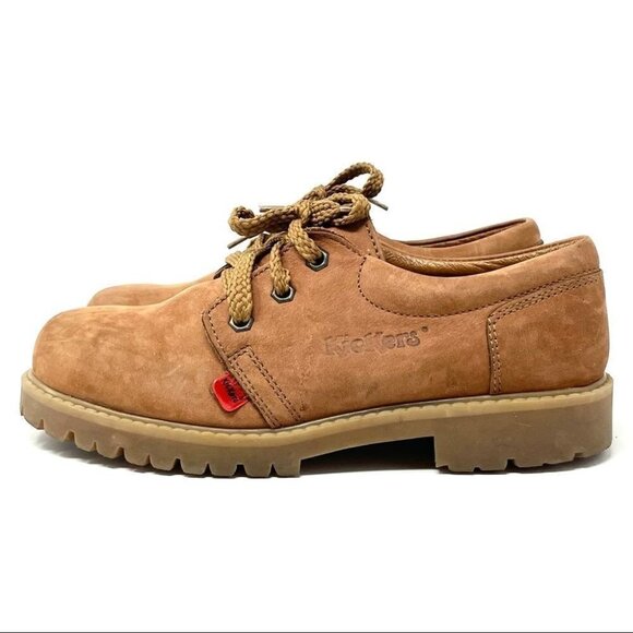 VINTAGE 90’s Kickers Tan Leather Lace Up Oxford Size 37 Made in Italy